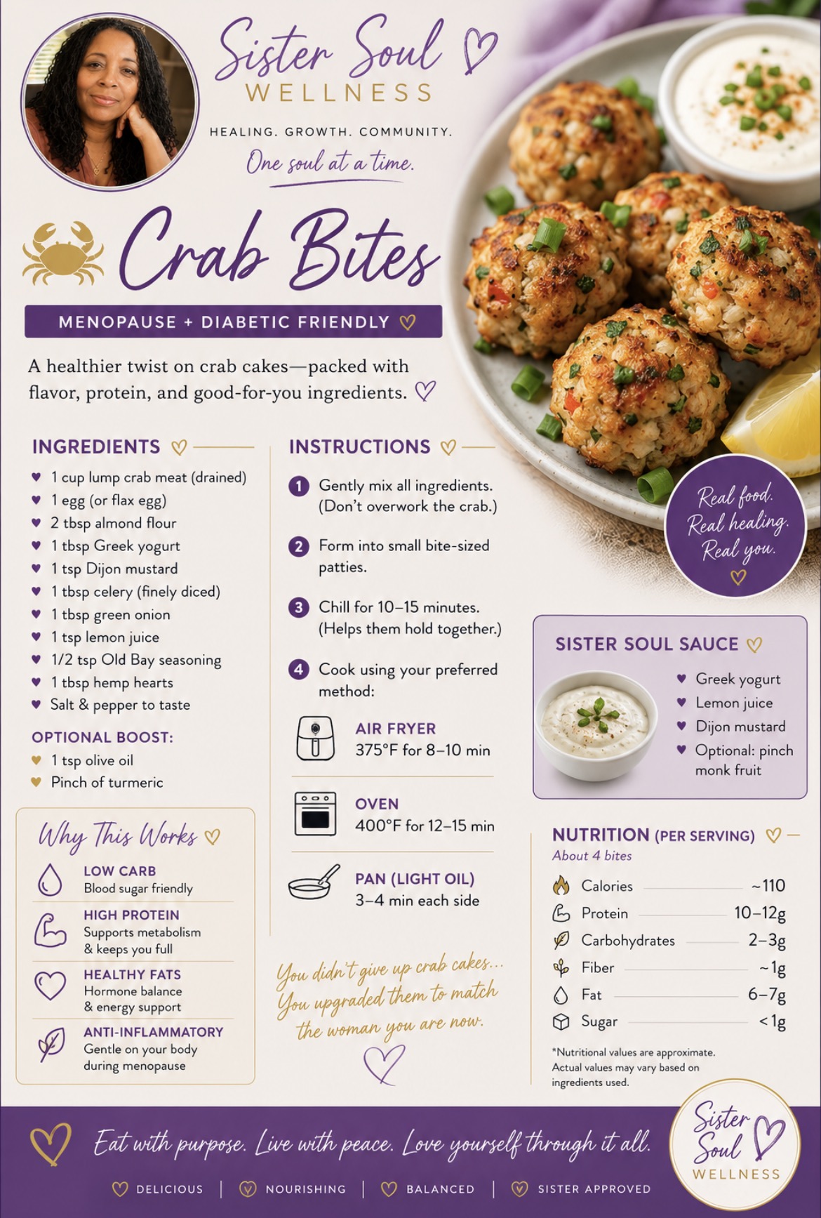 Sister Soul Wellness Crab Bites recipe card